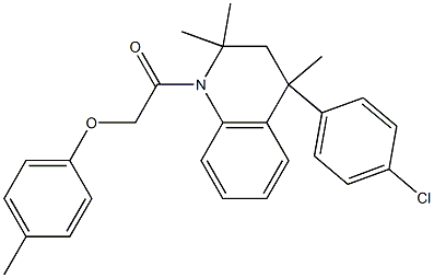 4-(4-chlorophenyl)-2,2,4-trimethyl-1-[(4-methylphenoxy)acetyl]-1,2,3,4-tetrahydroquinoline,,结构式