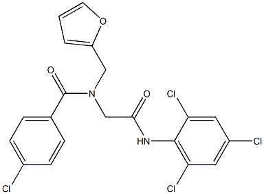 4-chloro-N-(2-furylmethyl)-N-[2-oxo-2-(2,4,6-trichloroanilino)ethyl]benzamide,,结构式