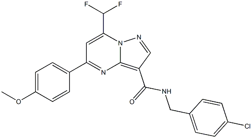 N-(4-chlorobenzyl)-7-(difluoromethyl)-5-(4-methoxyphenyl)pyrazolo[1,5-a]pyrimidine-3-carboxamide 化学構造式