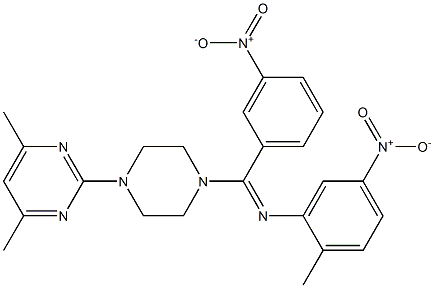 2-[4-(({5-nitro-2-methylphenyl}imino){3-nitrophenyl}methyl)-1-piperazinyl]-4,6-dimethylpyrimidine 化学構造式