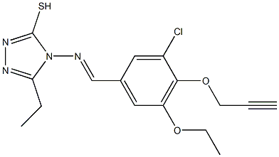 4-{[3-chloro-5-ethoxy-4-(2-propynyloxy)benzylidene]amino}-5-ethyl-4H-1,2,4-triazol-3-yl hydrosulfide 化学構造式