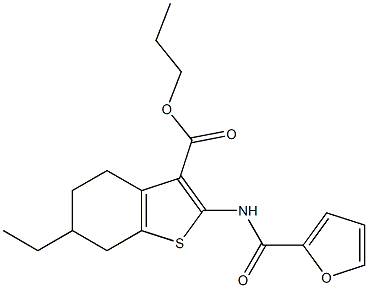 propyl 6-ethyl-2-(2-furoylamino)-4,5,6,7-tetrahydro-1-benzothiophene-3-carboxylate Structure