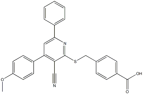 4-({[3-cyano-4-(4-methoxyphenyl)-6-phenyl-2-pyridinyl]sulfanyl}methyl)benzoic acid 结构式