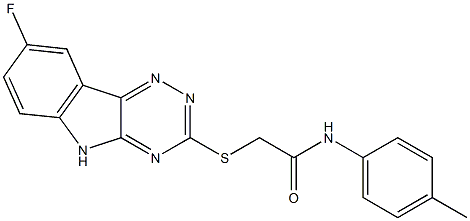 2-[(8-fluoro-5H-[1,2,4]triazino[5,6-b]indol-3-yl)sulfanyl]-N-(4-methylphenyl)acetamide Struktur