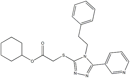 cyclohexyl {[4-(2-phenylethyl)-5-(3-pyridinyl)-4H-1,2,4-triazol-3-yl]sulfanyl}acetate 化学構造式