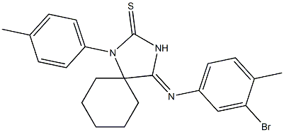 4-[(3-bromo-4-methylphenyl)imino]-1-(4-methylphenyl)-1,3-diazaspiro[4.5]decane-2-thione,,结构式