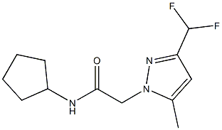 N-cyclopentyl-2-[3-(difluoromethyl)-5-methyl-1H-pyrazol-1-yl]acetamide,,结构式