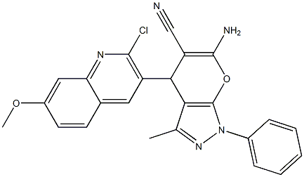 6-amino-4-(2-chloro-7-methoxy-3-quinolinyl)-3-methyl-1-phenyl-1,4-dihydropyrano[2,3-c]pyrazole-5-carbonitrile