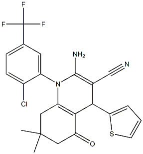 2-amino-1-[2-chloro-5-(trifluoromethyl)phenyl]-7,7-dimethyl-5-oxo-4-(2-thienyl)-1,4,5,6,7,8-hexahydro-3-quinolinecarbonitrile