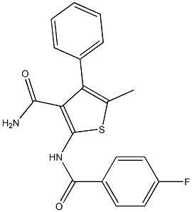 2-[(4-fluorobenzoyl)amino]-5-methyl-4-phenylthiophene-3-carboxamide Structure