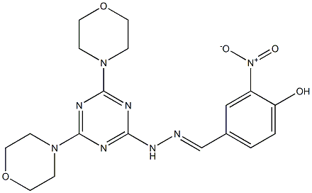 4-hydroxy-3-nitrobenzaldehyde [4,6-di(4-morpholinyl)-1,3,5-triazin-2-yl]hydrazone,,结构式