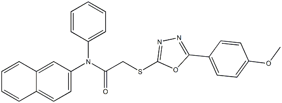 2-{[5-(4-methoxyphenyl)-1,3,4-oxadiazol-2-yl]sulfanyl}-N-(2-naphthyl)-N-phenylacetamide Structure