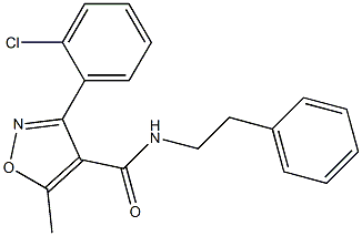 3-(2-chlorophenyl)-5-methyl-N-(2-phenylethyl)isoxazole-4-carboxamide,,结构式