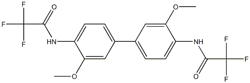 N-{3,3'-dimethoxy-4'-[(trifluoroacetyl)amino][1,1'-biphenyl]-4-yl}-2,2,2-trifluoroacetamide 化学構造式