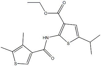 ethyl 2-{[(4,5-dimethyl-3-thienyl)carbonyl]amino}-5-isopropyl-3-thiophenecarboxylate Structure