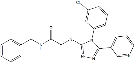 2-{[4-(3-chlorophenyl)-5-pyridin-3-yl-4H-1,2,4-triazol-3-yl]sulfanyl}-N-(phenylmethyl)acetamide 化学構造式