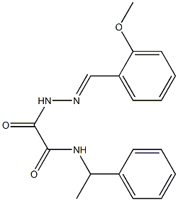 2-[2-(2-methoxybenzylidene)hydrazino]-2-oxo-N-(1-phenylethyl)acetamide Struktur