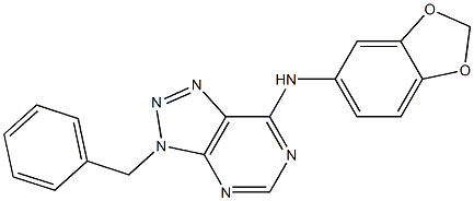 N-(1,3-benzodioxol-5-yl)-N-(3-benzyl-3H-[1,2,3]triazolo[4,5-d]pyrimidin-7-yl)amine Struktur
