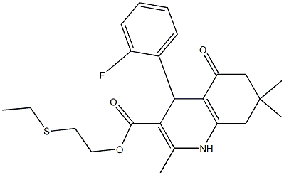 2-(ethylsulfanyl)ethyl 4-(2-fluorophenyl)-2,7,7-trimethyl-5-oxo-1,4,5,6,7,8-hexahydro-3-quinolinecarboxylate Structure