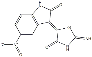 5-nitro-3-(2-imino-4-oxo-1,3-thiazolidin-5-ylidene)-1,3-dihydro-2H-indol-2-one,,结构式
