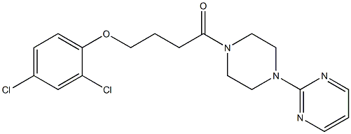 2-{4-[4-(2,4-dichlorophenoxy)butanoyl]-1-piperazinyl}pyrimidine 化学構造式