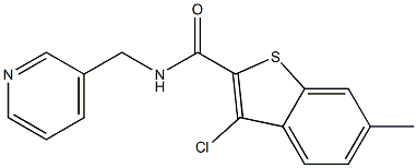 3-chloro-6-methyl-N-(3-pyridinylmethyl)-1-benzothiophene-2-carboxamide,,结构式