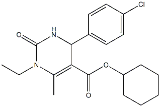 cyclohexyl 4-(4-chlorophenyl)-1-ethyl-6-methyl-2-oxo-1,2,3,4-tetrahydro-5-pyrimidinecarboxylate,,结构式