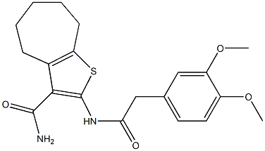 2-{[(3,4-dimethoxyphenyl)acetyl]amino}-5,6,7,8-tetrahydro-4H-cyclohepta[b]thiophene-3-carboxamide,,结构式