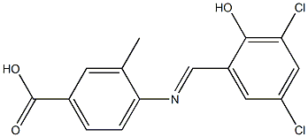 4-[(3,5-dichloro-2-hydroxybenzylidene)amino]-3-methylbenzoic acid Struktur