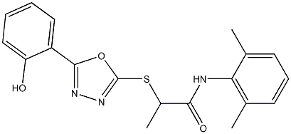 N-(2,6-dimethylphenyl)-2-{[5-(2-hydroxyphenyl)-1,3,4-oxadiazol-2-yl]sulfanyl}propanamide 结构式