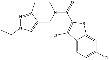 3,6-dichloro-N-[(1-ethyl-3-methyl-1H-pyrazol-4-yl)methyl]-N-methyl-1-benzothiophene-2-carboxamide Structure