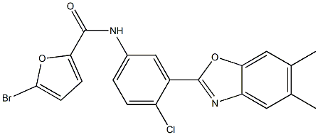 5-bromo-N-[4-chloro-3-(5,6-dimethyl-1,3-benzoxazol-2-yl)phenyl]-2-furamide Structure