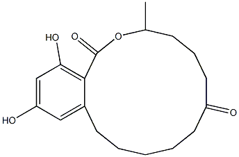 14,16-dihydroxy-3-methyl-3,4,5,6,9,10,11,12-octahydro-1H-2-benzoxacyclotetradecine-1,7(8H)-dione 结构式