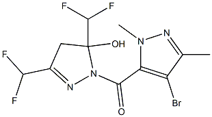 1-[(4-bromo-1,3-dimethyl-1H-pyrazol-5-yl)carbonyl]-3,5-bis(difluoromethyl)-4,5-dihydro-1H-pyrazol-5-ol Structure