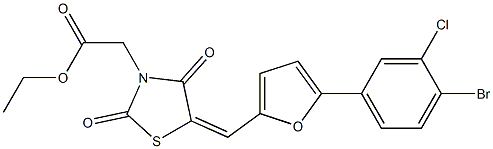 ethyl (5-{[5-(4-bromo-3-chlorophenyl)-2-furyl]methylene}-2,4-dioxo-1,3-thiazolidin-3-yl)acetate Structure