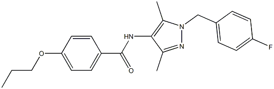 N-[1-(4-fluorobenzyl)-3,5-dimethyl-1H-pyrazol-4-yl]-4-propoxybenzamide 结构式