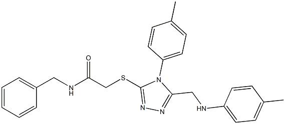 N-benzyl-2-{[4-(4-methylphenyl)-5-(4-toluidinomethyl)-4H-1,2,4-triazol-3-yl]sulfanyl}acetamide,,结构式