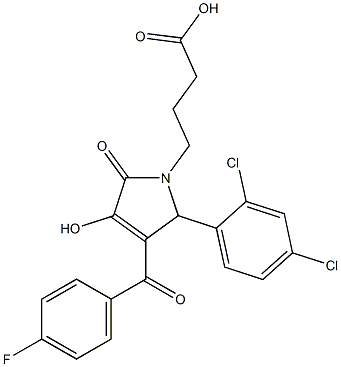 4-[2-(2,4-dichlorophenyl)-3-(4-fluorobenzoyl)-4-hydroxy-5-oxo-2,5-dihydro-1H-pyrrol-1-yl]butanoic acid 化学構造式