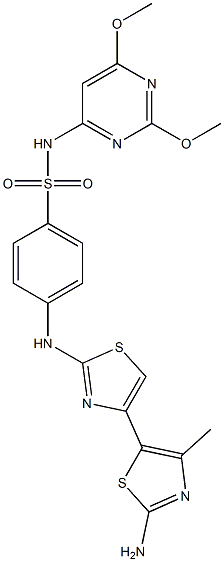 4-{[4-(2-amino-4-methyl-1,3-thiazol-5-yl)-1,3-thiazol-2-yl]amino}-N-(2,6-dimethoxy-4-pyrimidinyl)benzenesulfonamide Structure
