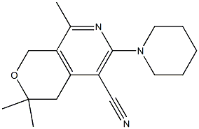 3,3,8-trimethyl-6-(1-piperidinyl)-3,4-dihydro-1H-pyrano[3,4-c]pyridine-5-carbonitrile 结构式