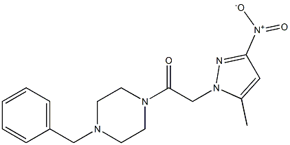 1-benzyl-4-({3-nitro-5-methyl-1H-pyrazol-1-yl}acetyl)piperazine 化学構造式