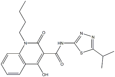 1-butyl-4-hydroxy-N-[5-(1-methylethyl)-1,3,4-thiadiazol-2-yl]-2-oxo-1,2-dihydroquinoline-3-carboxamide Structure