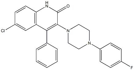 6-chloro-3-[4-(4-fluorophenyl)-1-piperazinyl]-4-phenyl-2(1H)-quinolinone 结构式