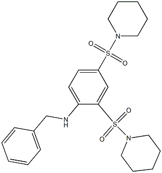 N-benzyl-N-[2,4-bis(1-piperidinylsulfonyl)phenyl]amine Structure