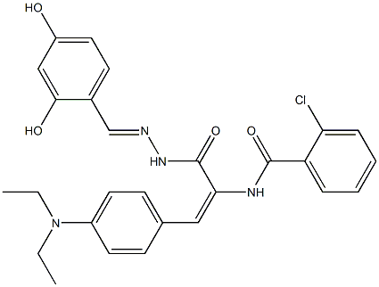 2-chloro-N-(2-[4-(diethylamino)phenyl]-1-{[2-(2,4-dihydroxybenzylidene)hydrazino]carbonyl}vinyl)benzamide 结构式