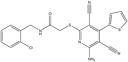 2-{[6-amino-3,5-dicyano-4-(2-thienyl)-2-pyridinyl]sulfanyl}-N-(2-chlorobenzyl)acetamide