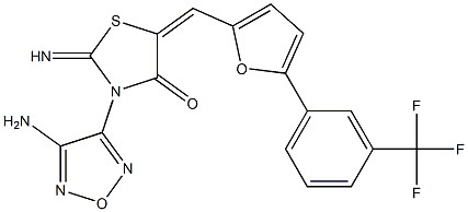 3-(4-amino-1,2,5-oxadiazol-3-yl)-2-imino-5-({5-[3-(trifluoromethyl)phenyl]-2-furyl}methylene)-1,3-thiazolidin-4-one 结构式