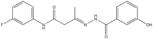 N-(3-fluorophenyl)-3-[(3-hydroxybenzoyl)hydrazono]butanamide,,结构式