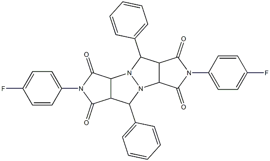 2,7-bis(4-fluorophenyl)-5,10-diphenyltetrahydropyrrolo[3,4-c]pyrrolo[3',4':4,5]pyrazolo[1,2-a]pyrazole-1,3,6,8(2H,3aH,5H,7H)-tetrone Struktur