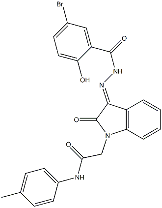 2-{3-[(5-bromo-2-hydroxybenzoyl)hydrazono]-2-oxo-2,3-dihydro-1H-indol-1-yl}-N-(4-methylphenyl)acetamide Structure